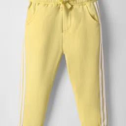 Babyoye Eco Conscious Cotton Terry Lycra Knit Full Length Lounge Pant with Tape Detailing - Yellow-picture-9