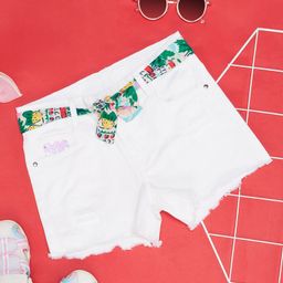 Pantaloons Junior Cotton Solid Shorts With Belt - White-picture-27