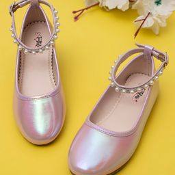 Toothless Pearls Embellished & Metallic Ballerinas - Purple-image-81