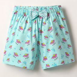 Tango Single Jersey Knit Knee Length Shorts With Floral Print - Aqua-image-90