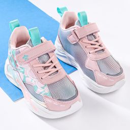 Cute Walk by Babyhug Velcro Closure Sneaker Shoes With Lace Detailing & Splash Print - Pink-image-75