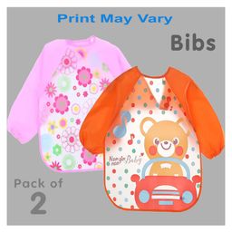 Sparkle Joy Full Sleeves Washable PVC Waterproof Bibs/Apron Pack Of 2 - (Print May Vary)-image-26