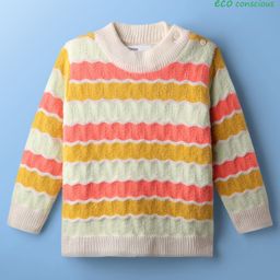 Babyoye Knit Full Sleeves Pullover Sweater with Stripes - Multicolor-picture-34
