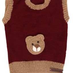 The Original Knit Knit Bear Crocheted Sleeveless Sweater - Maroon & Beige-picture-5
