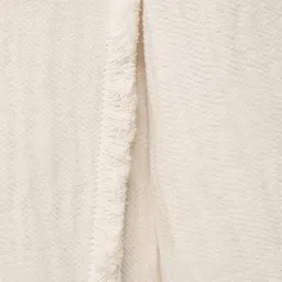 MANGO Self-Design Collarless Pure Cotton Drop-Shoulder Sleeves Oversized Tailored Jacket image 4