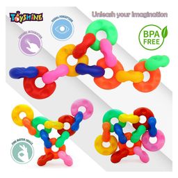 Toyshine Chain Shape Building Blocks Set Multicolour - 12 Pieces image 4