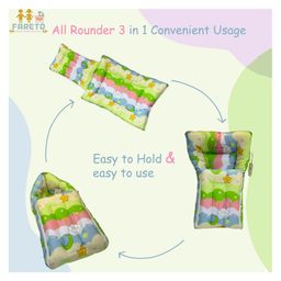 Fareto Combo of Baby Bed with Net Sleeping Bag Reversible Nest ,Green image 4