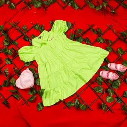 Purple United Kids Girls Puff Sleeve A-Line Dress-image-2