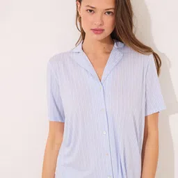 women'secret Lapel Collar Striped Shirt with Pyjamas 4759926-28-picture-29