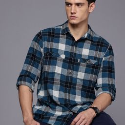 Louis Philippe Jeans Pure Cotton Slim Fit Checked Casual Shirt-image-90