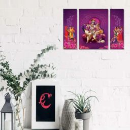 eCraftIndia 6MM MDF Set of 3 Radha Krishna Satin Matt Texture UV Art Painting-19