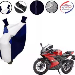 Auto Pearl Waterproof Two Wheeler Cover For Yamaha R15 V3 (White & Blue)-image-65