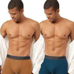 Freecultr Bourbon Yellow & Midnight Blue Comfort Fit Trunks - Pack of 2-32