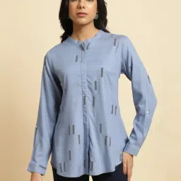 W Blue Printed Shirt-image-86