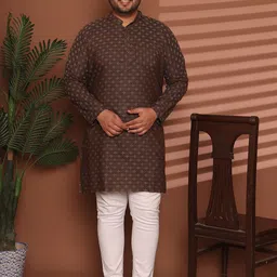 Enchanted Drapes Men Plus Size Solid Daily Cotton Straight Kurta-image-82