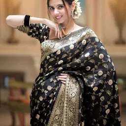 VILLAGIUS Woven Design Zari Pure Silk Kanjeevaram Saree-image-7