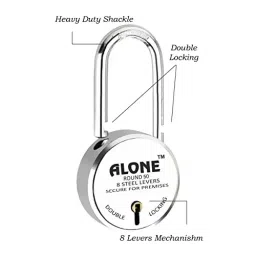 ALONE LOCKS 50 mm Alloy Steel Chrome with 20 Keys Long Shackle Door Padlock, ARLS20_50_1 image 2