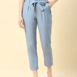 Monte Carlo Light Blue Regular Fit Mid Rise Trousers-image-9