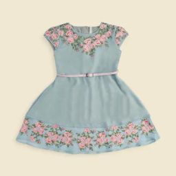 Pantaloons Junior Kids Mint Green & Pink Cotton Floral Print Dress-picture-6