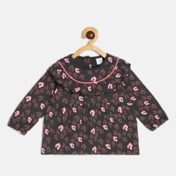 MINIKLUB Kids Black Floral Print Full Sleeves Top-image-84