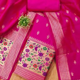 Panzora Floral Woven Design Unstitched Dress Material-image-83