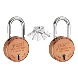 ALONE LOCKS Rainbow 65 mm Alloy Steel ‎Copper Antique 5 Same Keys Double Locking Padlock (Pack of 2)-13