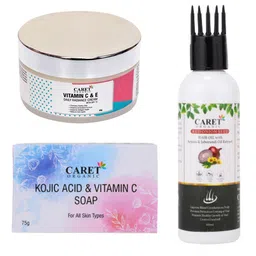 CARET ORGANIC Set Of 3 Daily Radiance Cream-50g- Vitamin C Soap-75g & Hair Oil-100ml-53