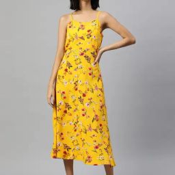 Melon by PlusS Yellow Floral Print A-Line Dress-image-84
