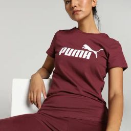 Puma Maroon Cotton Logo Sports T-Shirt-image-11