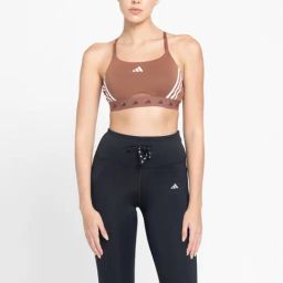 adidas Brown Logo Print Sports Bra-image-7