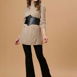 Gipsy Women Turtle Neck Longline Pullover-image-24