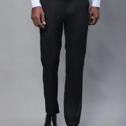 Cantabil Charcoal Black Regular Fit Checks Trousers-picture-0