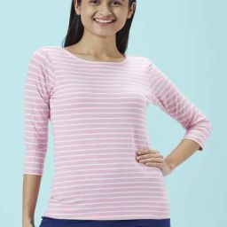 Dreamz by Pantaloons Pink Cotton Striped Top-image-58