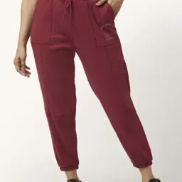 Ajile by Pantaloons Red Cotton Self Pattern Joggers-image-7