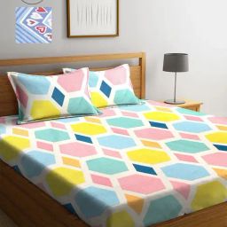 Klotthe Printed White 210 TC Cotton Blend Double 2 Bed Sheets with 4 Pillow Covers-image-73