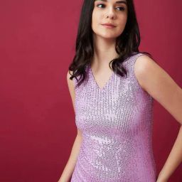 Globus Lavender Embellished Bodycon Dress-image-41