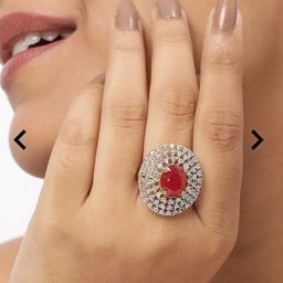 TIYARA Brass Silver-Plated Ring-40