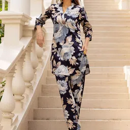 NAINVISH Printed Straight Tunic With Trousers Co-Ords-picture-3