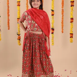 Sangria Girls Printed Lehenga With Choli & Dupatta-picture-22
