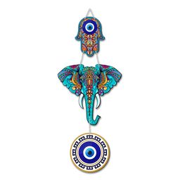 Regalo Casila Blue & Pink Printed Elephant Wooden WallHanging-image-52