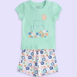 Pantaloons Baby Aqua Blue & White Cotton Printed T-Shirt Set-picture-6