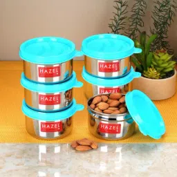 HAZEL Silver Stainless Steel Airtight Kitchen Storage Containers - Set of 6 (150 ML Each)-image-33