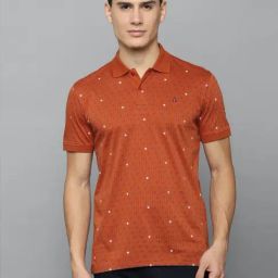 Louis Philippe Sport Orange Cotton Slim Fit Printed Polo T-Shirt-image-15