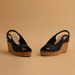 Eridani Women's Lucella Black Back Strap Wedges-image-87