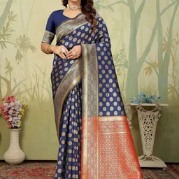 MORDEN MUSE Woven Design Zari Silk Blend Banarasi Saree-picture-2