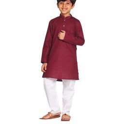 Enmozz Maroon Cotton Blend Kurta Sets-56