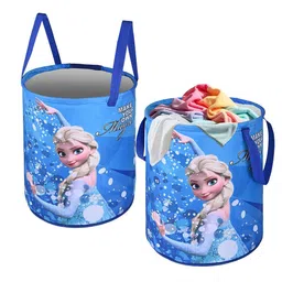 Kuber Industries Blue & White 2 Pieces Disney Frozen Printed Foldable Laundry Bags 45 l-picture-5
