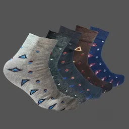MJE 5-Pcs Patterned Cotton Ankle Length Socks-image-52