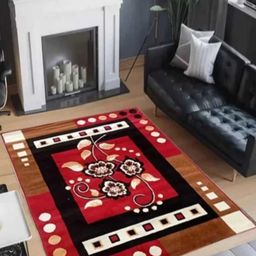 Samjeeda Handloom carpets Red Geometric Anti-Skid Woollen Carpet-18