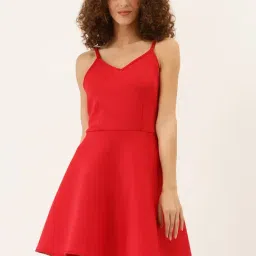 DODO & MOA Red Slim Fit A Line Dress-image-51